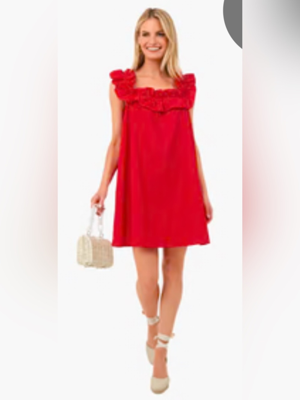 Tuckernuck Ruffled Sleeveless Tunic Dress in Bright Red with pockets NWT